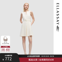 歌力思(ELLASSAY)2024春夏新款气质无袖法式时尚高级感连衣裙女EWD351Y14100 杏仁黄