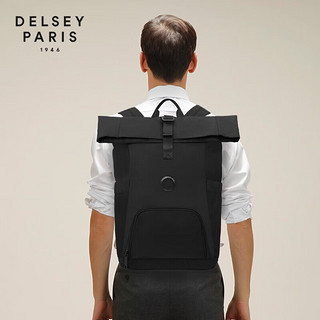 DELSEY戴乐世电脑包男士双肩包商务背包大容量书包笔记本电脑包15.6英寸 典雅黑设计款