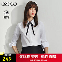 G2000【蝴蝶结娃娃领】女装2024春夏商场同款棉质混纺长袖衬衫【合G2】