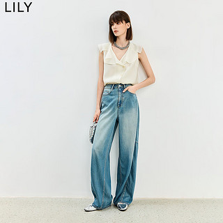 丽丽 LILY2024夏季莱赛尔美式复古宽松茧型修饰身型显瘦休闲牛仔裤 419牛仔蓝 XL