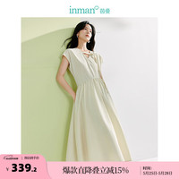 茵曼(INMAN)法式设计感V领收腰连衣裙2024夏女装新款小众无袖显瘦长裙子 梨花杏