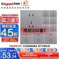 legrand 罗格朗 画采银色五孔10只装