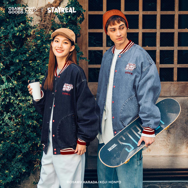 STAYREAL 原田治联名丹宁棒球外套无性别男女棒球服