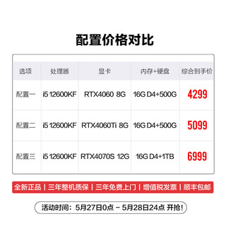 NINGMEI 宁美 DIY电脑主机（i5 12600KF、16GB、500GB、RTX4060Ti ）