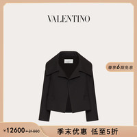 华伦天奴VALENTINO【季末礼遇】女士 DOUBLE 羊毛斜纹布夹克 黑色 36