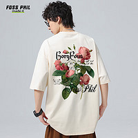 Foss Phil 短袖t恤男女士夏季纯棉美式潮流时尚印花打底衫男装DT14杏色XL