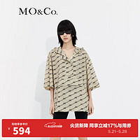 MO&Co. 摩安珂 老花宽松薄款外套时尚防晒服 咖底黑字 M/165