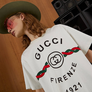 GUCCI古驰针织棉Gucci Firenze 1921男士短袖T恤 白色 L