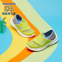 SKECHERS 斯凯奇 童鞋男女儿童网鞋夏季一脚蹬运动鞋透气网布大小童软底休闲鞋 百搭-LIME 35码