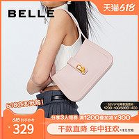 88VIP：BeLLE 百丽 包包女腋下包高级感通勤粉色小包手提包单肩包X6671BX3