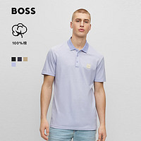 BOSS（服装） BOSS男士春夏徽章装饰牛津棉短袖Polo衫 538-浅紫色 M