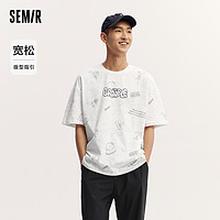 Semir 森马 短袖T恤男夏季个性创意印花上衣圆领宽松针织休闲装潮流街头