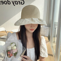 夏季出游遮阳防晒帽大檐防紫外线气质百搭潮太阳帽子女蝴蝶结草帽