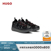 HUGO男士2024夏季针织鞋面易穿脱袜式休闲运动鞋 005-黑色 EU:40