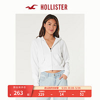 HOLLISTER24春夏美式辣妹宽松短款拉链帽衫卫衣女 KI352-4114 白色 S (165/88A)