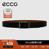 爱步(ECCO)商务正装腰带 金属扣皮带 9105892 黑色/杏仁棕910589290924 120cm