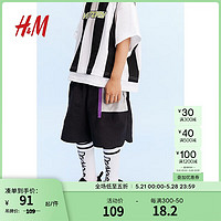 H&M童装男童裤子2024夏时尚可爱网袋短裤1234657 灰色 146/152