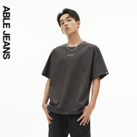 ABLE JEANS 24夏季男士TEE全棉汗布立体LOGO宽松短袖T恤男 深铅灰 XS