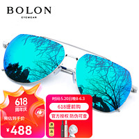 BOLON 暴龙 男士太阳镜 BL8011D90 银色镜框蓝绿色镜片 60mm