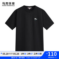 马克华菲【熊猫毛巾绣】短袖T恤男士24夏透气亲肤棉感圆领休闲百搭上衣T恤 001黑色 S