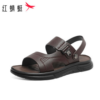 红蜻蜓沙滩鞋2024夏季传统户外休闲透气凉鞋男爸爸鞋 WTT24122棕色42