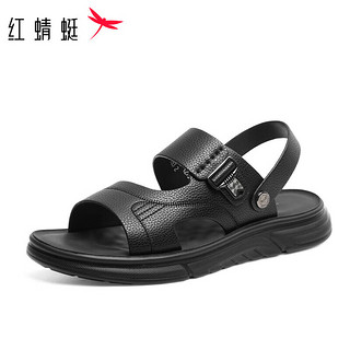 红蜻蜓 沙滩鞋2024夏季传统户外休闲透气凉鞋男爸爸鞋 WTT24122黑色40