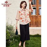 YUZHAOLIN 俞兆林 中老年女装妈妈装夏季国风七分袖雪纺衬衫短袖套装 Y242C4002