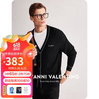 卓凡尼·卓凡尼·华伦天奴 GIOVANNI VALENTINO(GIOVANNI )含羊毛黑色休闲毛衣针织开衫男装秋冬季外套 黑色