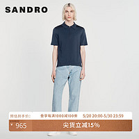 SANDRO男装简约拉链半开翻领针织POLO衫SHPTR00344 47/蓝色 L