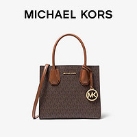 MICHAEL KORS 迈克·科尔斯 MK MERCER中号棕色老花配皮手提包单肩斜挎包风琴包 正品