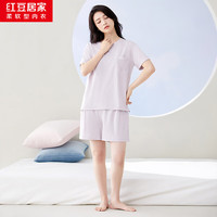 红豆居家(Hodohome)男女春夏简约休闲可外穿纯棉短袖睡衣居家服 萱紫 170/92A