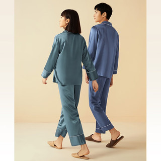 金三塔真丝睡衣女士长袖两件套100%桑蚕丝婚庆本命年家居服套装 焦糖红（衬衫睡裙) L