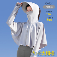 SOMUBAY 冰丝防晒衣女新款夏季防紫外线长袖款罩衫网眼外套骑车防晒服 加长帽檐-