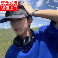 小蚊子防晒帽子男夏季遮脸显脸小防紫外线太阳帽跑步运动鸭舌空顶遮阳帽 DDD-深灰色