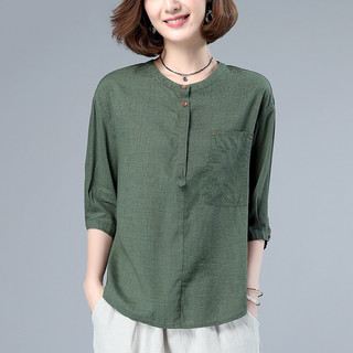 衣典零一（LEDIALYI）2024夏季女装时尚休闲宽松百搭棉麻短袖t恤女夏天薄半袖上衣 浅灰色 XL （126-140斤） XL【125-140斤】