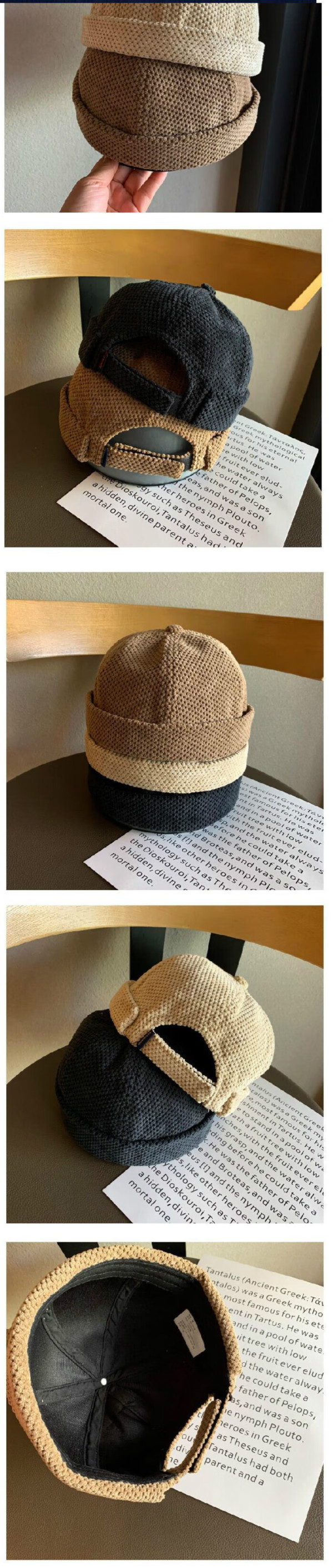 蒂润石瓜皮帽日系ins复古雪尼尔瓜皮帽子男女百搭雅痞帽休闲水兵地主