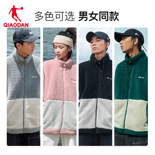 中国乔丹羊羔绒外套男立领保暖抓绒撞色外套