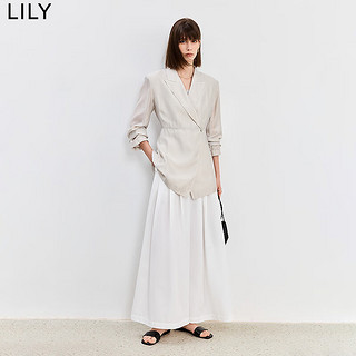 LILY2024夏季新品莫代尔V领设计收腰X型垂顺松弛感轻薄西装外套