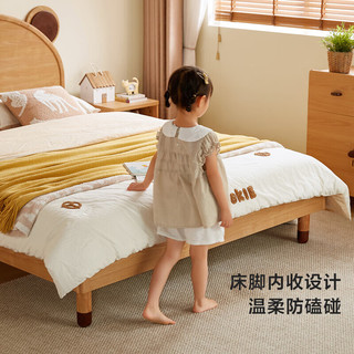 LINSY KIDS卧室卡通小熊床实木脚1米2单人儿童床女孩林氏木业 【原木色】小熊儿童床 1200mm*2000mm