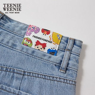 Teenie Weenie小熊卡通牛仔短裤女2024夏季女牛仔裤 浅蓝色 155/XS