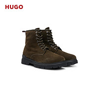 HUGO男士秋季2024经典细节装饰系带靴子 305-棕色 43