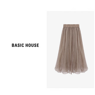 Basic House/百家好春夏时尚高腰显瘦半身裙-B0624H5P652 米白色 F80-120斤