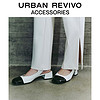 URBAN REVIVO 2024夏季新款女士法式圆头粗跟玛丽珍空鞋UAWS40058
