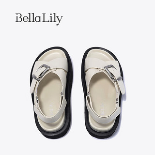 Bella Lily2024夏季魔术贴厚底沙滩鞋女外穿凉鞋厚底休闲鞋子