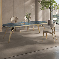 微晶石餐桌长方形轻奢现代简约高端意式岩板大理石纹别墅餐桌