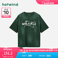 热风（Hotwind）短袖t恤男2024年夏季男士潮流印字休闲舒适亲肤柔软宽松短T 07绿色 S