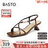BASTO 百思图 24夏季时髦复古条带罗马细跟女凉鞋TT101BL4 啡色 34