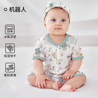 欧孕(OUYUN)婴儿连体衣夏季婴幼儿衣服男女宝宝薄款空调服哈衣长袖爬爬服 机器人-短袖 80cm