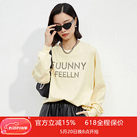 FUUNNY FEELLN商场同款FF仿佛新款白色纯棉卫衣女圆领