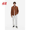 H&M HM男装衬衫2023秋季新款标准版型柔软舒适灯芯绒纽扣上衣1172545